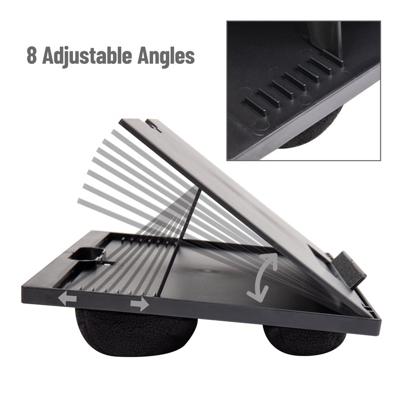 Mind Reader Lap Desk Laptop Stand  Bed Tray  Collapsible  Cushion  Portable  Dorm  Plastic  14.75""L x 11""W x 7.3""H  Black - Image 5